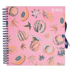 RHS The Royal Horticultural Society Wiro Bound Hardback Scrapbook, 40 Pages, White Paper, Melons, 12" x 12", Multicoloured, With Coordinating Ribbon Closure And Wire Colours