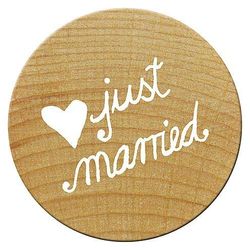 Woodies WM0306 Mini Tampon Just Married, Bois, Bois, 1,5 x 1,5 x 3 cm