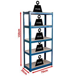 Shelving Unit with 5 Shelves High Bay Home Vida, Los Industrial Bearings, Compartments, Steel, Blue