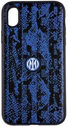 Inter Hi Tech Artisans Cover iPhone XS Max Tpu and Faux Leather Black and Blue, Premium Cover, Official Cover 2022 FC, Logo New, iPhone Case Designed and printed in Italy