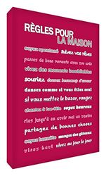 Feel Good Art Bloc Décoratif Règles pour la Maison Framboise 14,8 X 10,5 X 2 cm