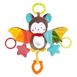 Fehn Morcego de brinquedo Fehn, motricidade infantil para carrinhos, berços e porta-bebés morder, agarrar fazer barulho, mordedor bebés crianças acima de 0 meses