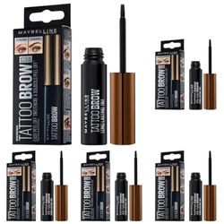 Maybelline New York Tattoo Brow Peel Off Eyebrow Gel Tint, Semi-Permanent Colour, Waterproof, Lasts up to 3 Days, Colour: Warm Brown (Pack of 5)