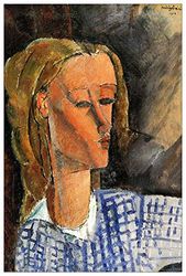 ArtPlaza Modigliani Amedeo-portret of Beatrice Hastings II decoratief paneel MDF hout meerkleurig 60 x 90 cm