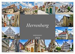 Herrenberg Impressionen (Tischkalender 2024 DIN A5 quer), CALVENDO Monatskalender: Farbenfrohe Bilder der einmaligen Stadt Herrenberg