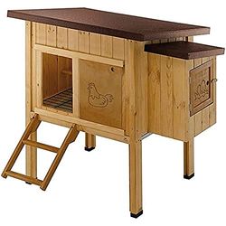 Ferplast Gallinero casa para Pollos y gallinas ponedoras Hen House 10 de Exterior, de Madera FSC, para Aproximadamente 4 gallinas, Accesorios incluidos