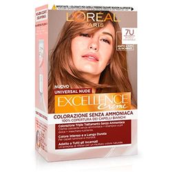 L’Oréal Paris Colorazione Permanente Excellence Universal Nude, Senza Ammoniaca, Con Riflesso Universale, Adatto a Tutti gli Incarnati, Colore Intenso a Lunga Tenuta, Biondo 7u