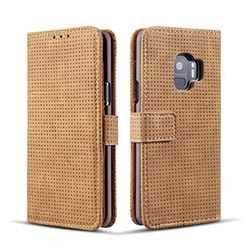 Carcasa de telefono Funda de Cuero con Tapa Horizontal Transpirable de Malla for Galaxy S9 Plus, con Ranura for Tarjeta, Soporte y Billetera (Negro) (Color : Marrón)
