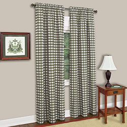 Achim Home Decor Rideau de fenêtre à Carreaux de Buffle – 106,7 cm de Large et 160 cm de Long – Motif écossais Sauge et Ivoire – Filtrage de la lumière pour Chambre à Coucher, Salon et Salle à Manger