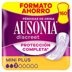 Ausonia Discreet Compresas Mini Plus, Pack de 160, Para Pérdidas De Orina Para Mujer, Protección Completa*, Discreción Increíble