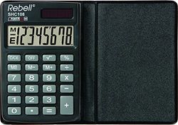 REBELL re de shc108 Écran LCD calculatrice à 8 chiffres, panneau solaire, racines et de Triple fonction mémoire, étui de protection, noir