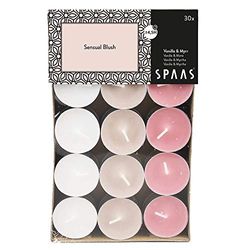 Spaas 30 Scented Tealights Assorted Colours, ± 4.5 Hours, Sensual Blush, white