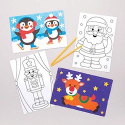 Baker Ross Kits d’illustrations de Noël pour sable (Paquet de 8) - Loisirs créatifs festifs pour enfants