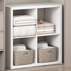 Furinno Cubic Étagère de Rangement Polyvalente Ouverte pour Vêtements et Placard, 4 Cubes, Blanc