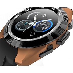 LKM Security LKM-OSG5GO - Reloj Inteligente Smartwatch con Bluetooth, con función de pulsómetro, podómetro, Dorado, Moderno