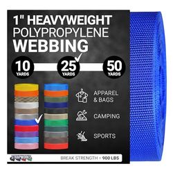Strapworks Unisexe Adulte Heavy Weight Polypropylene Webbing Cerclage Poly Résistant pour Équipement de Bricolage en Plein air 2,5 cm x 22,7 m, Bleu Royal, 1" x 25 Yard