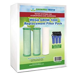 Confezione da 3 filtri per attrezzatura Mega Grow 1000. 2 filtri a carbone Block + 1 filtro per sedimenti da 5 micron. GrowMax Water.