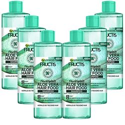 Garnier Shampoo Aloe Vera per capelli normali a secchi, shampoo detergente e delicato con formula vegana e ingredienti naturali, Fructis Hair Food, 6 x 400 ml