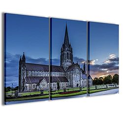 Stampe su Tela Cuadro, paisaje de 16 paisaje irlandés, lienzo moderno en 3 paneles ya enmarcados, listo para colgar, 90 x 60 cm