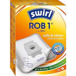 Swirl ROB 1 MicroPor Plus stofzuigerzakken voor iRobot Clean Base zuigrobot-afzuigstations | anti-allergeenfilter | duurzaam hoog zuigvermogen | 4-pack