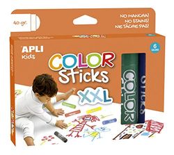 APLI Kids 17538 - Color Sticks XXL - Témperas sólidas para niños, 40 g 6 u.