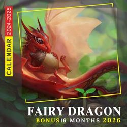 Fairy Dragon Calendar 2024 - 2025: Three Years Calendar, UK Bank Holidays, 30 Images of Fairy Dragon, Jan 2024 to Jun 2026, 17" x 11" Opened, Thick & ... & Planning, Gift For Friends And Family