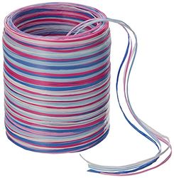 PRÄSENT C.E. PATTBERG Raffia Multicolor Cordino in rafia naturale fucsia-blu-bianco, lungh. 50 m, nastro per pacchi regalo, spago per decorazioni a 5 fili per accessori, bricolage e fai da te