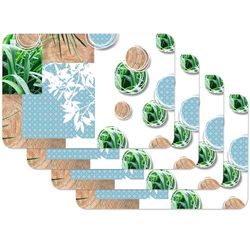 Venilia Protector de mesa Fresh Nature, toalha de mesa individual, toalha de mesa individual para sala de jantar, adequada para alimentos, multicolor, 4 fatias, 45 x 30 cm, 59106
