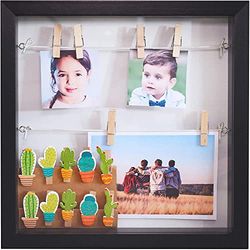 Gadgy Shadow Box Frame with 18 Clips | 10 x 10 Inch. | Picture Box Black | 3D Frame | Box Frame for Crafts 3D Deep | Deep Box Frame | Box Picture Frame | Deep Photo Frame