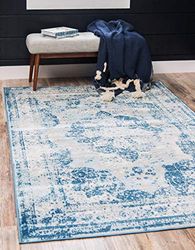 Unique Loom Sofia Collection Tapete de área Salle Garnier (9 x 12 pés 2 polegadas, retangular, azul/marfim)