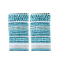 SKL Home par Saturday Knight Ltd. Seabrook Lot de 2 essuie-Mains à Rayures, Bleu Sarcelle