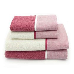 CREOLE Riga Badhanddoeken, katoen, framboos, 2 + 2, 4 stuks