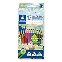 STAEDTLER - Noris Colour - Crayons de Couleur Triangulaires de très Haute Qualité - Bois upcyclé - Assortiment 12 couleurs - 187 C12