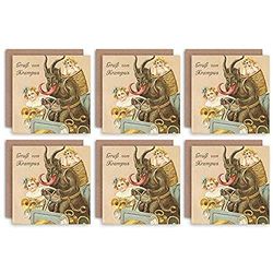 Wee Blue Coo Christmas Cards x6 Krampus Anti Santa Funny Kids Set Xmas Cards