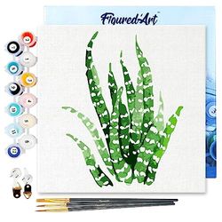 Figured'Art Mini Peinture par Numéro Adulte 20x20cm avec cadre Plante grasse - Petit Format Kit de Loisir Créatif DIY Numéro d'Art Complet