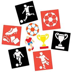 Baker Ross FE465 Football Craft Stencils - Pack of 8, Plastic Stencils for Children, Ideal for Kids to Create and Design Football Themed Books, Cards and Pictures