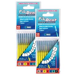 Brossettes interdentaires Pikdent - Noyau en acier revêtu et poils en Tynex - Taille 3 Jaune 0,6 Mm Cylindrique - 20 Brossettes