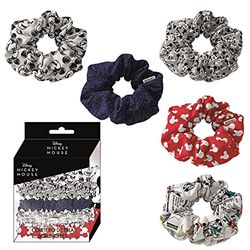 CERDÁ LIFE'S LITTLE MOMENTS - Lot de 5 chouchous en tissu avec motifs Mickey Mouse - Licence Officielle Disney