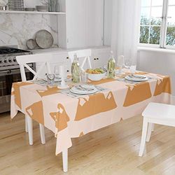 Bonamaison Kitchen Decoration, Tablecloth, Orange, Off White, 140 x 160 Cm - Designed and Manufactured in Turkey