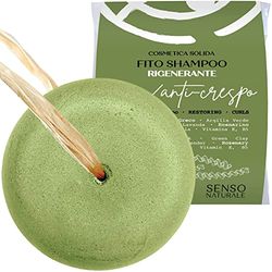 Senso Naturale Regenerating Solid Hair Shampoo for Curly & Frizzy Hair – Hydrates, Reduces Frizz & Improves Hair Elasticity with Spirulina, Aloe & Avocado Oil – Vegan & Organic | 75g (Lasts 3 Months)
