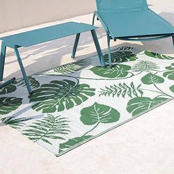 RED DECO AMAZONIE - Tappeto per esterni, 180 x 90 cm, colore: Verde/Bianco