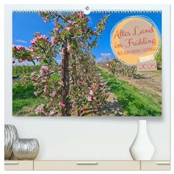Altes Land im Frühling - Mit dem Fahrrad unterwegs (hochwertiger Premium Wandkalender 2025 DIN A2 quer), Kunstdruck in Hochglanz: Baumblüte im alten Land