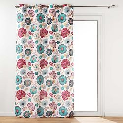 Douceur d'Intérieur Winteria Tenda con Occhielli, 140 x 260 cm, Bianco, Poliestere Stampato