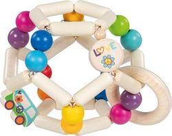 goki 65361 – Greifling "Elastik Rainbow Ball Van" – Juguete elástico de madera para bebés de 8 cm de diámetro, fabricado en Alemania