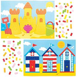 Baker Ross AT998 Kits d'illustrations Bord de mer en mosaïque mousse - Loisirs créatifs à thème pour enfants (Paquet de 4)