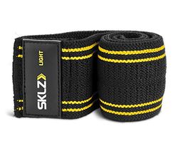 SKLZ Pro Knit Mini Band Fitnessband, Nero/Giallo - Banda antiscivolo per allenamento gambe e corpo, tessuto confortevole, resistenza regolabile, lavabile in lavatrice