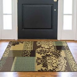 Ottomanson Ottohome collectie tapijt met rubberen achterkant en modern damast design, 100 cm x 150 cm, bruin