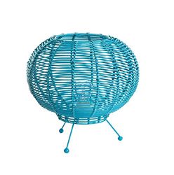 Lussiol 233744 - Candeeiro decorativo, vime, azul-turquesa, diâmetro 30 x altura 26 cm