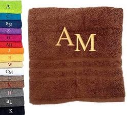 Asciugamano con monogramma personalizzato Asciugamano con monogramma ricamato Lettera Nome Asciugamano personalizzato iniziale Asciugamano in cotone Regalo personalizzato (100 x 50 cm, Marrone)