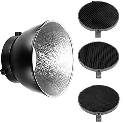 Neewer Difusor refletor padrão de 18 cm com grade de favo de mel de 10/30/50 graus para montagem Bowens Studio luz estroboscópica flash
